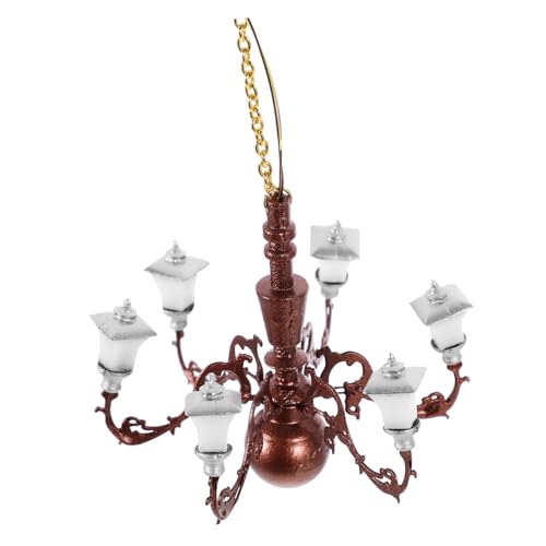 LALADEFIEE Miniatur Lampe Für Puppenhaus Antike Chandelier Mit Warmweißem Licht Perfekte Dekoration Für Landschaftsmodelle Und Puppenzubehör & von LALADEFIEE