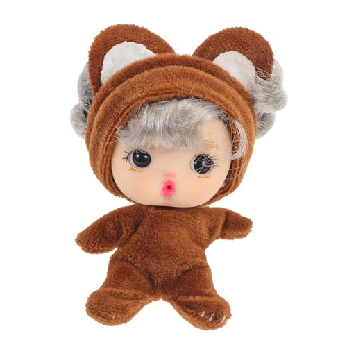 LALADEFIEE Minipuppe Mini-mädchenpuppe Puppe Für Mädchen Mini-puppenspielzeug Mädchen Kleine Figuren Mädchenspielzeug Für Mädchen Weiche Babypuppe Für Kleinkinder Mini-Spielzeug Brown Vinyl von LALADEFIEE