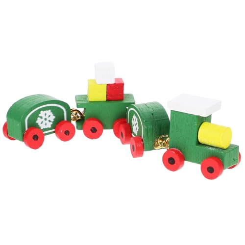 LALADEFIEE Minizug Christbaumschmuck Weihnachtszug Weihnachtsdekoration Weihnachtliche Wanddekorationen Puppenmöbel Mini-Zug Auto Ornamente Mädchenspielzeug Szene Miniatur Fee Green Hölzern von LALADEFIEE