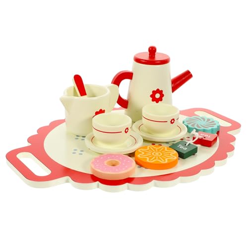 LALADEFIEE Tea Set for Kids Pädagogisches Teeservice Für Kinder Holzteeset Mit Geschirr Für Die Spielküche Ideal Für Kleinkinder Fördert Kreatives Spiel Und Soziale Interaktion 10 Teiliges Set Bunten von LALADEFIEE