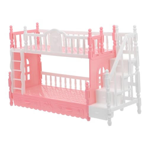 LALADEFIEE Puppenbettmöbel Puppenhaus Mini-etagenbettmodell Miniaturmöbel Mini- -puppenbett Miniatur-etagenbettmodell Puppenminibett Schlafzimmer Mini-verzierung Mini-möbelmodelle Abs Rosa von LALADEFIEE