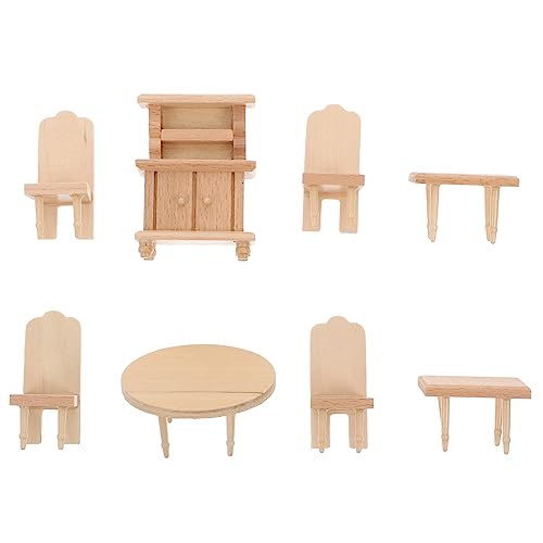 LALADEFIEE Puppenhaus Möbel Set Esszimmer Tisch Und Stühle Miniatur Möbel Für Puppen Perfekt Für Kreative Rollenspiele Und Für Kinder von LALADEFIEE