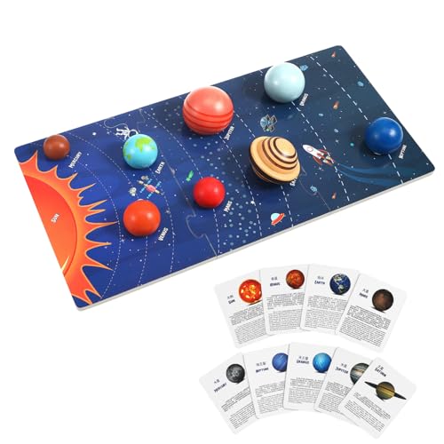 LALADEFIEE Puzzle Sonnensystem Weltraumspielzeug Für Kinder Holzspielzeug Rätsel Für Kinder Planeten Für Kinder Hölzern von LALADEFIEE