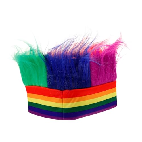 LALADEFIEE Regenbogen-Stirnband Lustige Perücken Cosplay-Partyhut Stolz-Accessoire Pride-Parade-Party-versorgung Perückenhut Für Karneval Kostüm Perücke Party Perücke Hut Chemische Faser von LALADEFIEE