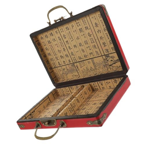 LALADEFIEE Vintage-Mahjong-aufbewahrungsbox Tragbare Kasten Mit Griffdesign Holz-und Pu-Materialien Robust Und Langlebig LALADEFIEE Vintage-Mahjong-aufbewahrungsbox Tragbare Kasten Mit Griffdesign Holz-und Pu-Materialien Robust Und Langlebig von LALADEFIEE