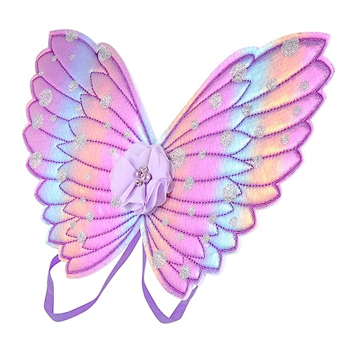 LALADEFIEE Schmetterlingsflügel Für Kinder Kinder-Cosplay Partykostüm Flügel Cosplay-flügel Flügel Anziehen Engelsflügel Kostüme Für Mädchen Schmetterling Kostüm Flügel Stoff Violett von LALADEFIEE