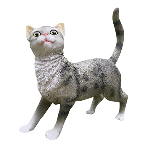 LALADEFIEE Simulation Haustier Katze Lernspielzeug Desktop-tierstatuen Dekorative Tierskulptur Puzzle-Spielzeug Kinderspielzeug Desktop-katzenskulptur Sammelbare Tierfigur Plastik Dark Grey von LALADEFIEE