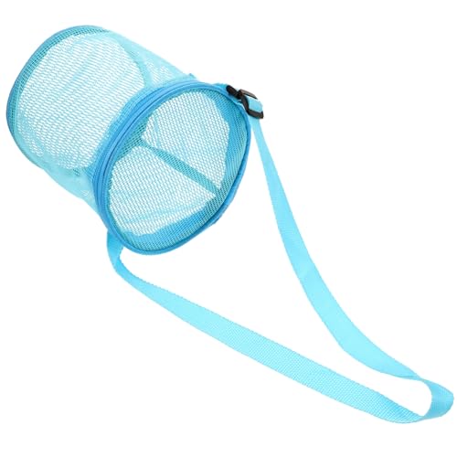 LALADEFIEE Strand Aufbewahrungstasche Strandutensilien für Kleinkinder Sandsieb zusammenklappbarer Sandeimer Strandtasche aufbewahrungssack Kinder Strandversorgung Mesh-Eimer PVC Sky-Blue von LALADEFIEE