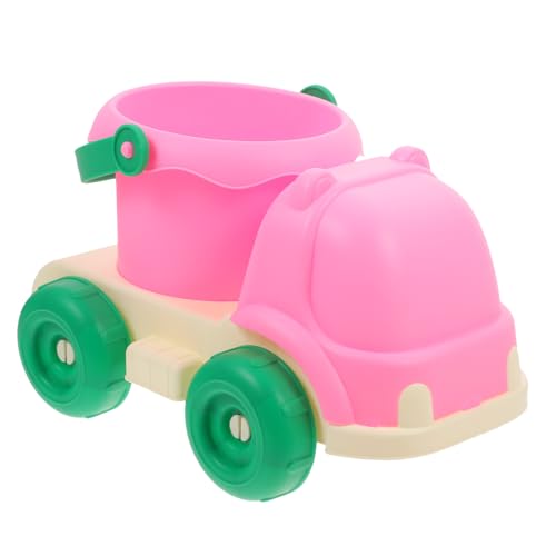 LALADEFIEE Strand Spielzeugauto Sandwagen Mit Eimer Tragbarer Spielzeugeimer Strand-Sand-Eimer-LKW Sand-LKW-Eimer Strandauto Spielzeug Strandversorgung Strandauto-Eimer Weiches Gummi Rosa von LALADEFIEE