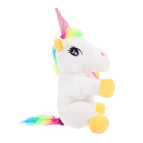 LALADEFIEE Tierische Marionette Spielzeuge Kinderspielzeug Einhornspielzeug Für Kinder Kreative Handpuppe Geschichtenerzählende Einhornpuppe DIY Einhorn Puppe Lebensechte Handpuppe Weiß Stoff von LALADEFIEE