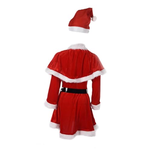 LALADEFIEE Weihnachtskleid Damen Festliches Weihnachtsmann Kostüm Langärmeliges Party Outfit Festliche Kleidung Für Weihnachtsfeiern Stilvolles Festival Zubehör Für Damen von LALADEFIEE