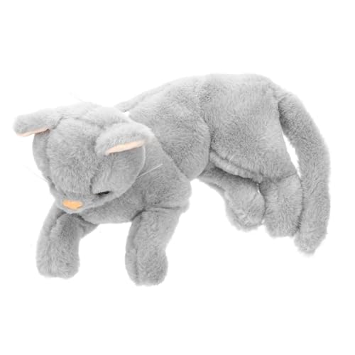 LALADEFIEE ausgestopfte Katzen Plüschkatzenspielzeug Tiere für Kinder Kätzchen Plüschtier realistische Katze Kinderspielzeug Animal Figures Animal-Design schlafende Katze graue Katze Grey von LALADEFIEE