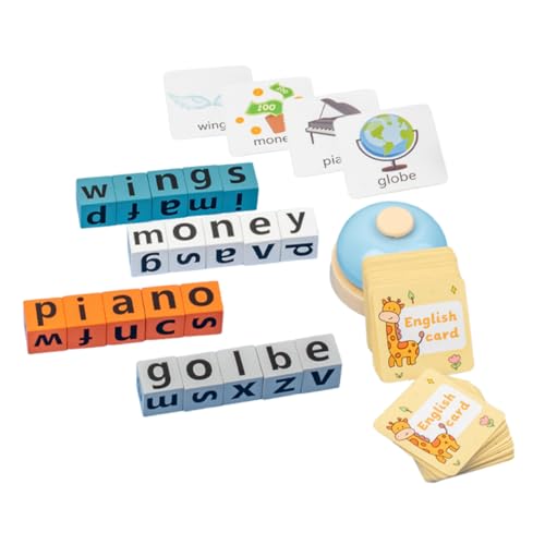 LALAFINA 1 Satz Englisches Spiele für Kleinkinder lernspiele Puzzlematte puzzletisch Puzzlekleber Buchstabenblöcke aus Holz Buchstabenrätsel Papier von LALAFINA