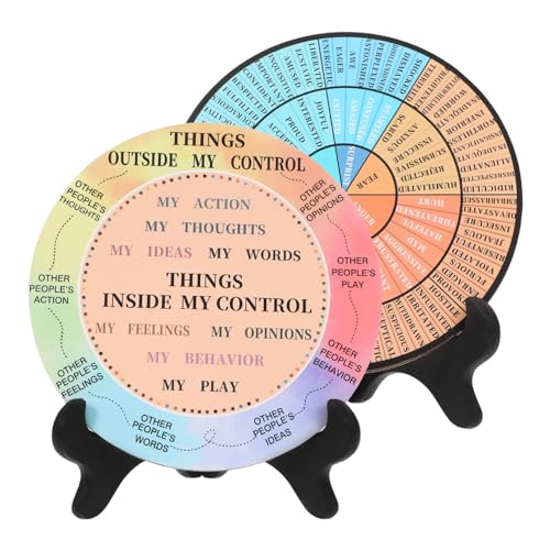 LALAFINA 2 Stück Dinge Die Ich Kontrollieren Kann Therapie Büro-Schreibtisch-Dekoration mit Schwarzem Sockel Beruhigende Emotionen Raddiagramm Mentale Gesundheit Gefühle Psychologie von LALAFINA