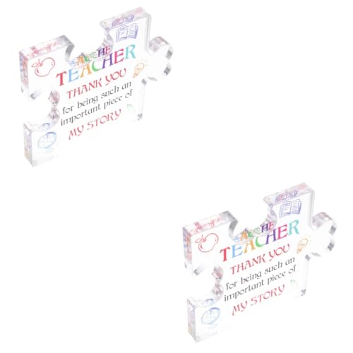 LALAFINA 2 Stück Puzzle Schild Ornamente Dankeschön Puzzle Schild Dankeschön Schild Niedliches Block Puzzle Danke Tischdekoration Buntes Dankeschön Schild Acryl von LALAFINA