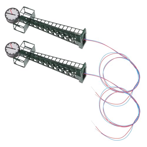 LALAFINA 2St Zuggitterlichtmodell dekoratives Modell Gittermodell Autolampenmodell Miniaturmodell Diorama Zubehör Modellbau Licht Miniatur-Uhrlicht Straßenlaternen im O-Maßstab Metall Green von LALAFINA