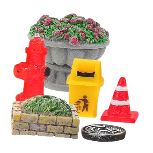 LALAFINA Detaillierte Miniatur Hydranten Mülleimer Modelle 6 Pcs Harz Requisiten Für Landschaft Puppenhaus von LALAFINA