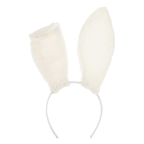 LALAFINA Hasenohr Stirnband Hasenohren Cosplay Hasenohren Mit Schleier Flauschiges Haarband Mit Hasenohren Kostüm Für Hasenmädchen Partyhasenohr Weiß Tier Abschlussball Fräulein Stoff von LALAFINA