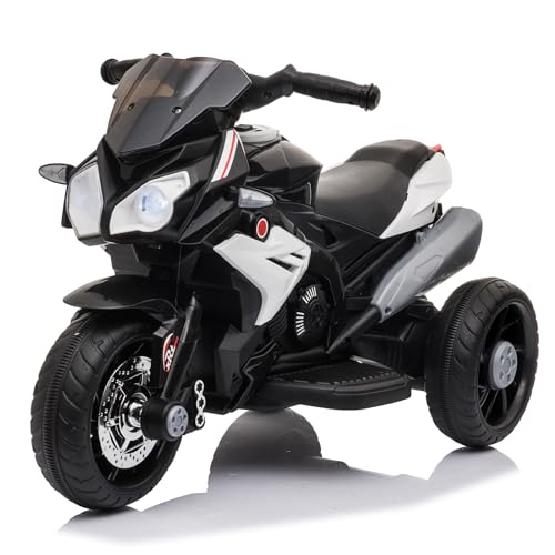 LALAHO Elektro Motorrad Kinder Elektromotorrad Kindermotorrad Kinderfahrzeug, 6 V 7 Ah Elektro-Dreirad für Kinder von 3–6 Jahren (Schwarz1) von LALAHO