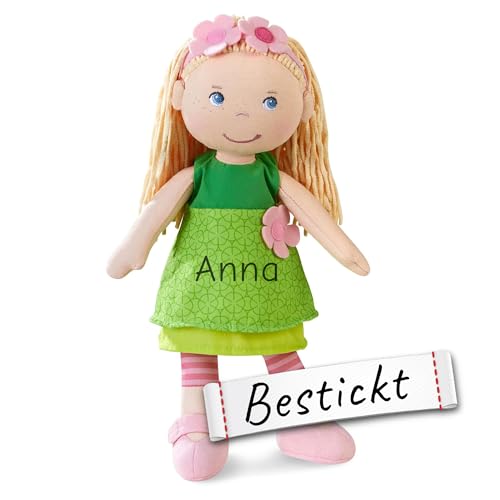 HABA Stoffpuppe Mali mit Namen Bestickt, Erste Baby Puppe zum kuscheln, Weiche Mädchen Kuschelpuppe, Kinder Geschenk-Idee Babypuppe als Taufgeschenk, 30 cm HABA Stoffpuppe Mali mit Namen Bestickt, Erste Baby Puppe zum kuscheln, Weiche Mädchen Kuschelpuppe, Kinder Geschenk-Idee Babypuppe als Taufgeschenk, 30 cm von LALALO