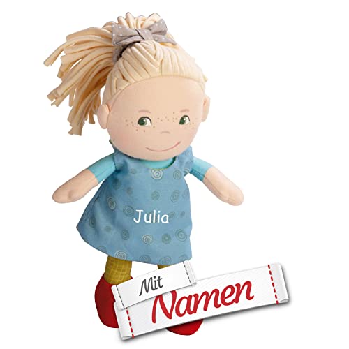 HABA Stoffpuppe Mirle mit Namen Bestickt, Erste Baby Puppe zum kuscheln, Weiche Mädchen Kuschelpuppe, Kinder Geschenk-Idee Babypuppe als Taufgeschenk von LALALO