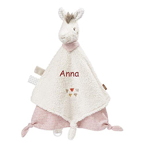 LALALO FEHN Lama Deluxe Schmusetuch mit Namen Bestickt, Baby & Kleinkinder Spielkamerad & Einschlafhilfe, Schmusetuch Stofftier-Schnuffeltuch personalisiert, Kuscheltuch Geschenkidee Mädchen von LALALO