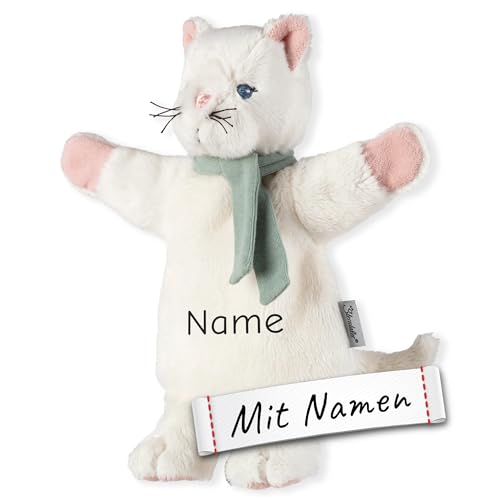 LALALO Katze Handpuppe-Schnuffeltuch mit Namen Bestickt, Sterntaler Baby & Kinder Schmusetuch personalisiert, Kasperlepuppe, Kasperletheater Puppe LALALO Katze Handpuppe-Schnuffeltuch mit Namen Bestickt, Sterntaler Baby & Kinder Schmusetuch personalisiert, Kasperlepuppe, Kasperletheater Puppe von LALALO