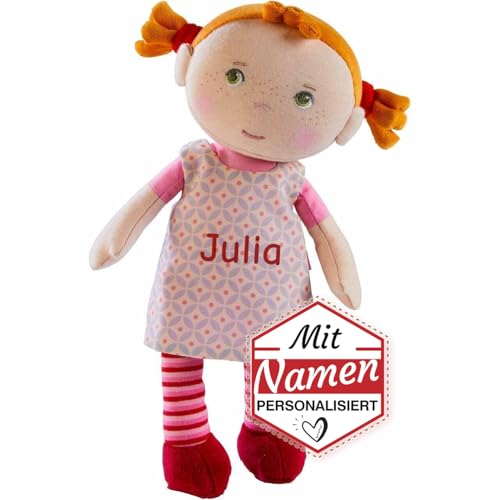 LALALO Stoffpuppe Roya mit Namen Bestickt, Erste Baby Puppe zum kuscheln, Weiche Kuschelpuppe 303730 von LALALO