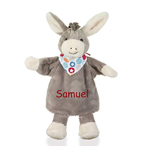 Sterntaler Esel Emmi Handpuppe-Schnuffeltuch mit Namen Bestickt, Mädchen/Jungen Baby & Kinder Schmusetuch personalisiert, Kasperlepuppe, Kasperletheater Puppe von LALALO