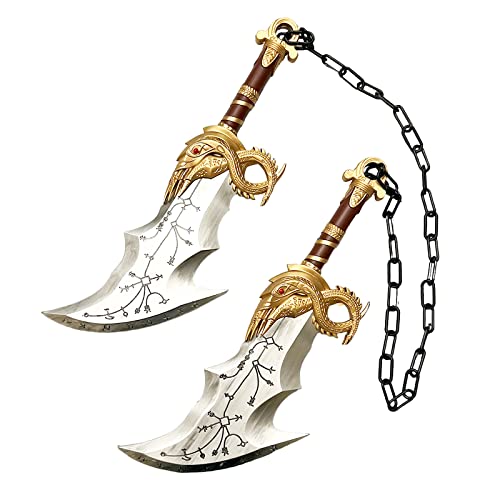 43,2 cm mittelalterliche Kratos vollständig verbesserte Klingen des Chaos Schaumschwert Cosplay Prop LARP 1:1 Replik Kostüm Halloween Gold Silber, Gold Silber, 43 cm von LALAPORT