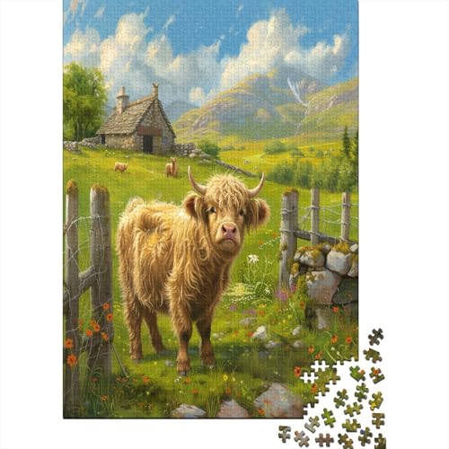 Hochlandrinder Puzzle 1000 Teile,Puzzlespiel Für Erwachsene,Impossible Puzzle,Puzzle GesKükenlichkeitsspiel Für Die Ganze Familie, Geschenke Für Männer/Frauen Erwachsenen Puzzel 1000pcs (75x50cm) von LAMAME