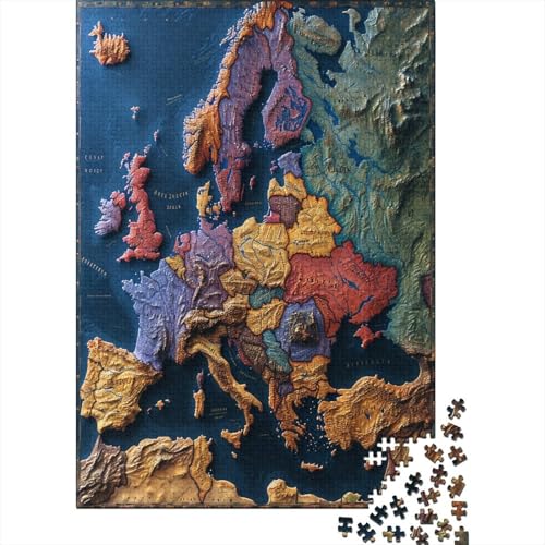 Karte of Europe Puzzle 1000 Teile,Puzzle Für Erwachsene, Impossible Puzzle, GesKükenlichkeitsspiel Für Die Ganze Familie,Puzzle Legespiel- Erwachsenenpuzzle Puzzel 1000pcs (75x50cm) von LAMAME