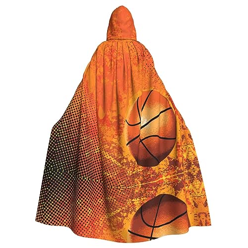 LAMAME Basketball-bedruckter Unisex-Kapuzenumhang für Erwachsene, langer Umhang für Halloween, Weihnachten von LAMAME