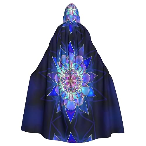 LAMAME Rechteckiger Mandala-Druck, Unisex, mit Kapuze, Halloween-Umhang, langer Umhang, Robe, Halloween, Weihnachtskostüm von LAMAME