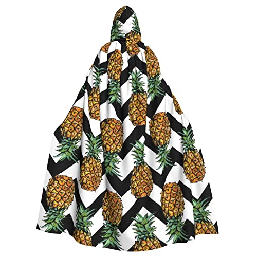 LAMAME Sommer-Ananas-Druck, Unisex, mit Kapuze, Halloween-Umhang, langer Umhang, Robe, Halloween, Weihnachtskostüm von LAMAME