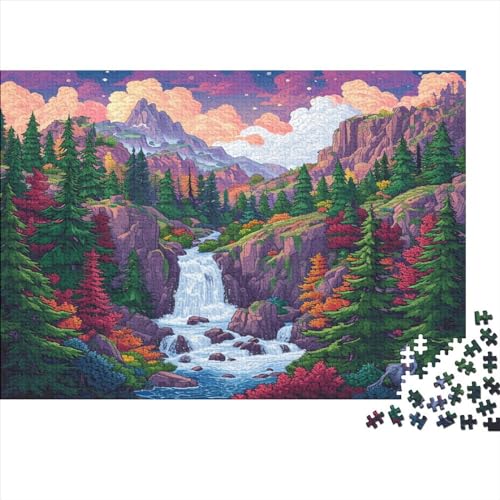 Mountains and Waterfalls Für Erwachsene 1000 Teile Landscaping Puzzle Educational Game Family Challenging Games Home Decor Geburtstag Stress Relief 1000pcs (75x50cm) von LAMAME