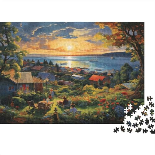 Sunset Over The Harbour Erwachsene Puzzles 300 Teile Landscaping Wohnkultur Lernspiel Geburtstag Family Challenging Games Stress Relief Toy 300pcs (40x28cm) von LAMAME