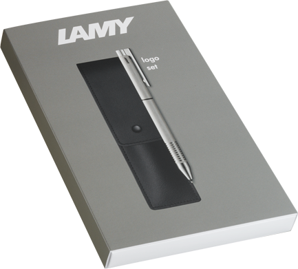 LAMY Mehrsystemschreiber logo twin pen brushed mit Etui im Set von LAMY