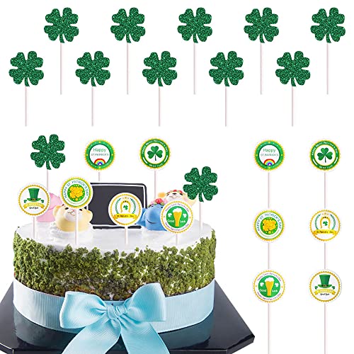 Saint Patrick's Day Glitter Clover Green Hat Cupcake Topper - Saint Patrick Cake Topper Dekorationen für St. Patrick Day Party Verlobung Urlaub Celeration Dessert Dekor von LANGFON