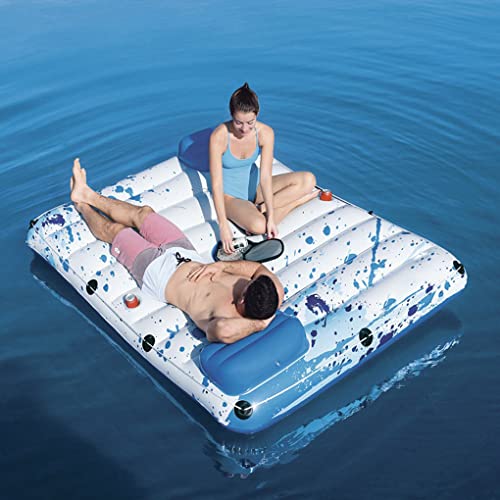 LANGWEI Aufblasbare Flöße Für Erwachsene, Wasserschwebebett, Floating Island Raft Water Float Pool Lounge Für Bis Zu 2 Personen, Ideal Für Pool Lake von LANGWEI