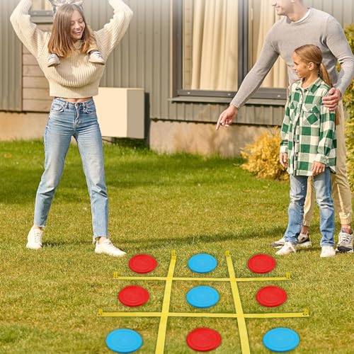 LANMFU Giant Outdoor Game,4 Ft X 4 Ft Large Tic Tac Toe Strap Game Outdoor Soft Flying Disc for Kids and Adults to Play Outdoors,Beach, and Park von LANMFU