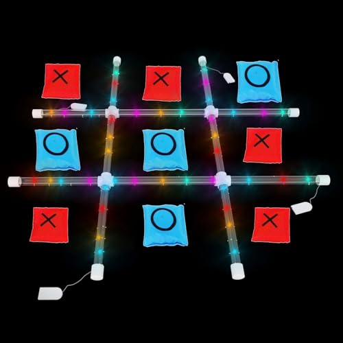 LANMFU Giant Tic Tac Toe Game Glow in The Dark Large Outdoor Tic Tac Toe Game Set mit Licht LED gerahmt Yard Game für Erwachsene und Kinder Familie Erwachsene Nacht Party von LANMFU