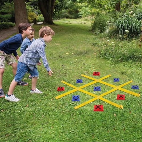 LANMFU Giant Tic Tac Toe Game Outdoor, 4 Ft X 4 Ft Portable Tic Tac Toe Bean Bag Toss Game, Large Yard Toss Game Tic Tac Toss Across Camping Games for Families von LANMFU