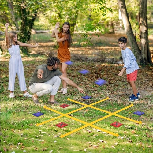 LANMFU Outdoor Tic Tac Toe,Portable Bean Bag Tic Tac Toe Toss Game,Backyard Games for Adults and Families,Patio Outdoor Games von LANMFU