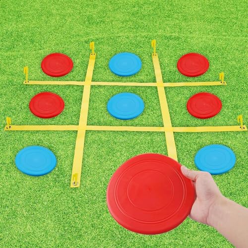 LANMFU Riesiges Tic Tac Toe-Gurtspiel for draußen, Tic Tac Toe-Spielset for drinnen und draußen for Erwachsene und Kinder, riesig, langlebig und tragbar, Spielgerät for draußen, for den Hof und Rasen von LANMFU