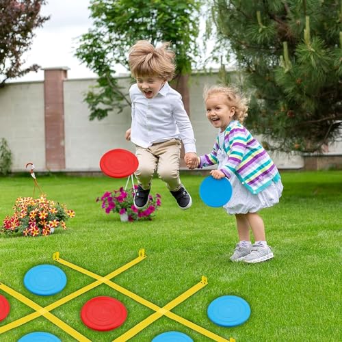 LANMFU Tic Tac Toe Indoor Outdoor Game Set Für Erwachsene Und Kinder - (4.3Ft X 4.3Ft) Riesige, Langlebige Und Tragbare Outdoor-Spielgeräte Für Den Hof Rasen von LANMFU