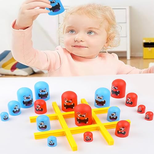 LANMFU Tic Tac Toe-Spiele, Big Eat Small Tic Tac Toe-Spielset, Brettspiel, Spielzeug for Jungen und Mädchen ab 3 Jahren von LANMFU