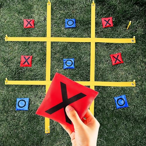 LANMFU Zehenriemenspiel, riesiges Tic Tac Toe-Spiel for drinnen und draußen for die Familie, Sitzsack-Wurfspiel for draußen for Erwachsene und Kinder von LANMFU