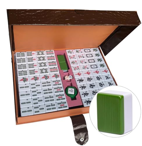 LANYOTA Mahjong-Set Großes Elfenbeinfarbe Ziegeln Mit Arabische Ziffern Fliesen Chinesisches Mahjong-Spielset 146 Tiles Majiang(grün) von LANYOTA