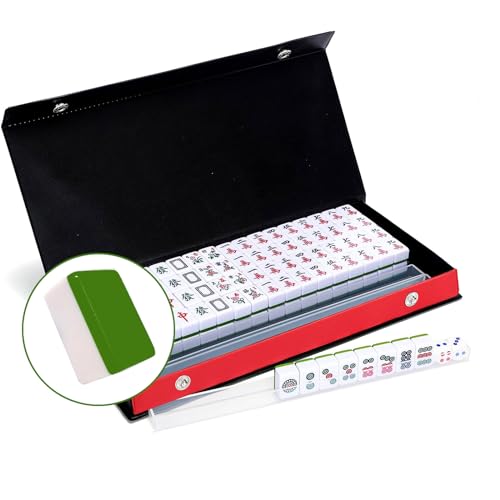 LANYOTA Mini Mahjong Set, 24mm Traditionelles Chinesisches Mah Jong für Reise, 144 Majong Spielsteine mit Box, Mah-Jongg Set mit Racks und Würfeln (24x16x12mm) von LANYOTA